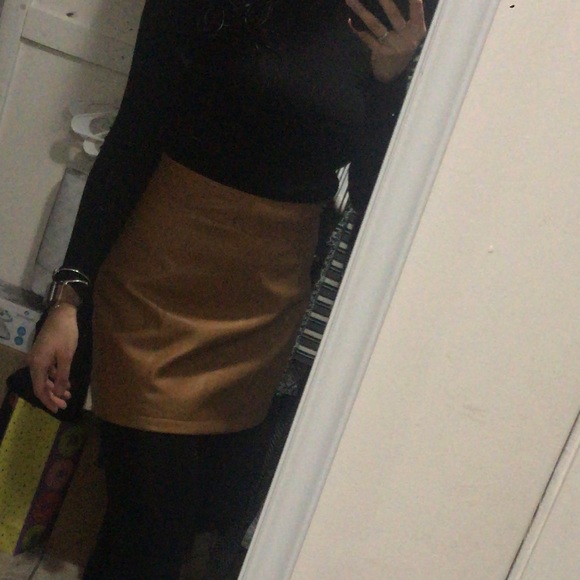 Camel Faux Leather Skirts - Picture 4 of 5